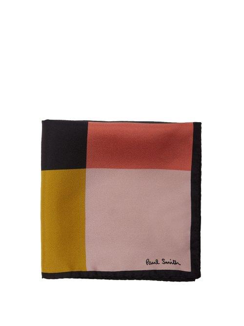 Matchesfashion.com Paul Smith - Grid Print Silk Pocket Square - Mens - Multi