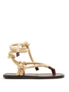 Matchesfashion.com Saint Laurent - Nu Pieds Rope And Leather Sandals - Womens - Dark Brown
