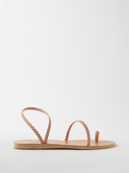 Ancient Greek Sandals - Eleftheria Braided-leather Flat Sandals - Womens - Pink
