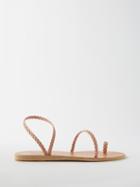 Ancient Greek Sandals - Eleftheria Braided-leather Flat Sandals - Womens - Pink