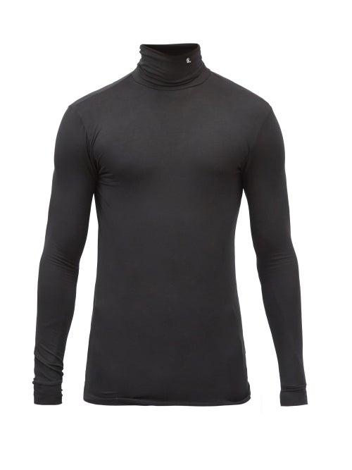 Matchesfashion.com Raf Simons - Aw98 Roll-neck Logo-embroidered Modal-blend Top - Mens - Black