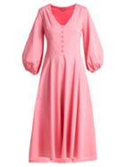 Matchesfashion.com Staud - Veronica Cotton Poplin Midi Dress - Womens - Pink