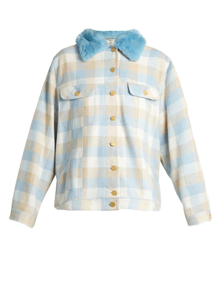 Natasha Zinko Fur-collar Oversized Plaid Jacket