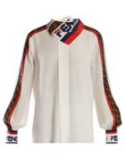 Matchesfashion.com Fendi - Mania Logo Print Silk Blouse - Womens - White Multi