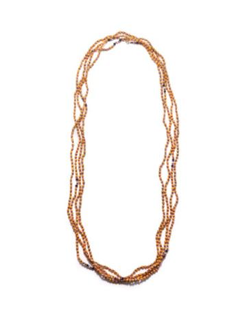 Marie Lichtenberg - Bead, 14kt Gold & Cotton Necklace - Mens - Orange Multi