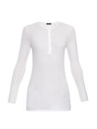 Atm Henley Long-sleeved Ribbed-jersey Top