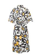 Marni - Daisy-print Poplin Shirt Dress - Womens - Black Multi