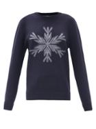 Matchesfashion.com Aztech Mountain - Snowflake-intarsia Wool Sweater - Womens - Navy Print