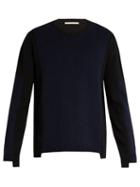 Matchesfashion.com Stella Mccartney - Crew Neck Cashmere And Wool Blend Sweater - Mens - Navy