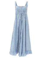 Evi Grintela - Yvonne Checked Cotton-blend Dress - Womens - Blue White