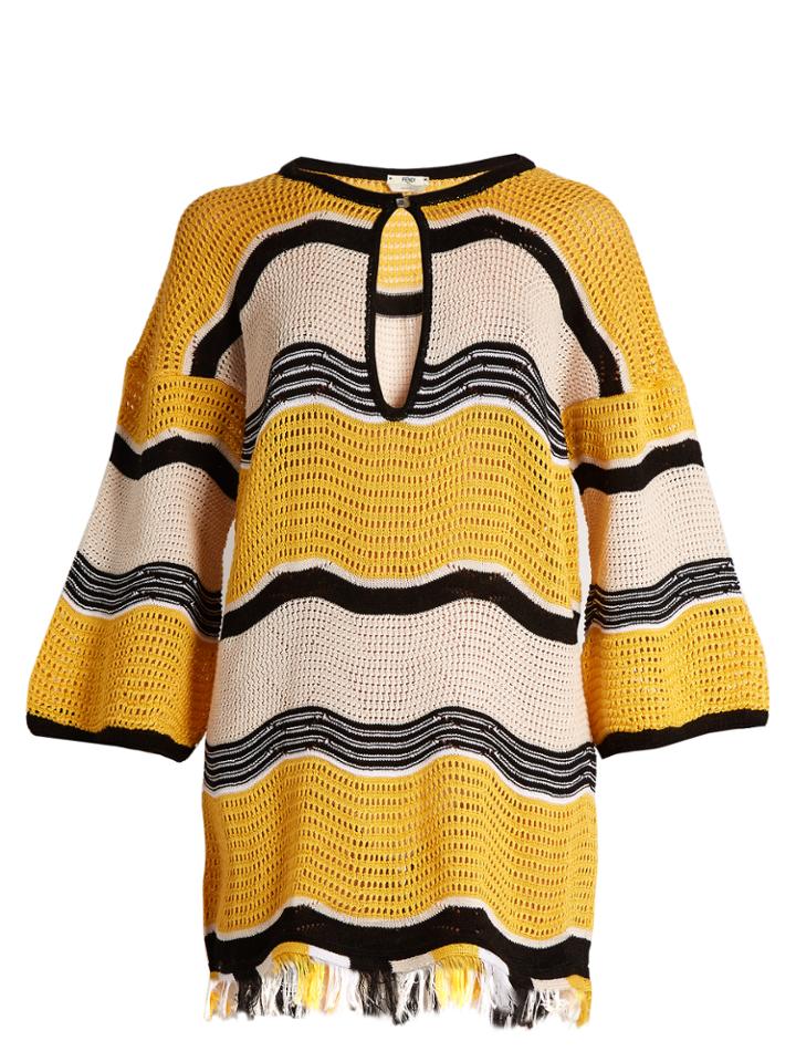 Fendi Wave-stripe Crochet Dress