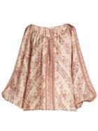 Matchesfashion.com Mes Demoiselles - Borat Floral Print Silk Blouse - Womens - Pink Multi