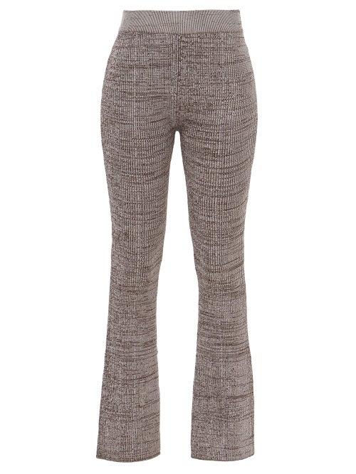 Le Ore - Rimini Recycled-jersey Flared-leg Track Pants - Womens - Black Brown Multi