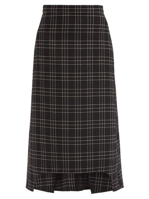 Matchesfashion.com Alexander Mcqueen - Checked Wool Midi Skirt - Womens - Black White