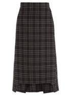 Matchesfashion.com Alexander Mcqueen - Checked Wool Midi Skirt - Womens - Black White
