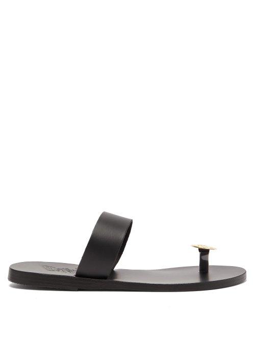 Matchesfashion.com Ancient Greek Sandals - Thalia Coin Embellished Leather Sandals - Womens - Black