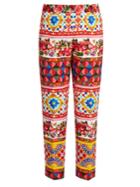 Dolce & Gabbana Carretto-print Straight-leg Cotton-blend Trousers