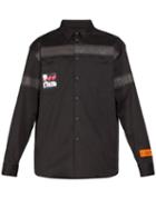 Matchesfashion.com Heron Preston -  Print Reflective Tape Effect Poplin Shirt - Mens - Black Multi