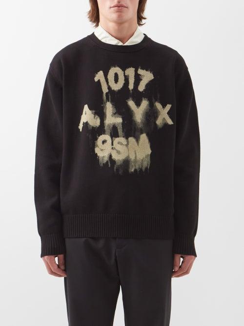 1017 Alyx 9sm - Spray Paint-intarsia Cotton-jersey Sweater - Mens - Black