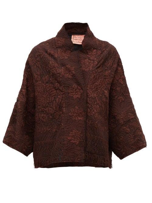 Matchesfashion.com By Walid - Cassie Piano-shawl Silk Jacket - Womens - Brown