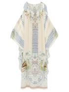 Matchesfashion.com Camilla - Beach Shack Cutout-shoulder Silk Maxi Dress - Womens - White Print