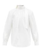 Matchesfashion.com Fendi - Buckled And Mesh Panelled Cotton Poplin Shirt - Womens - White