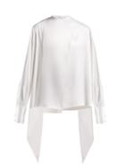 Matchesfashion.com The Row - Asta Pussy Bow Twill Blouse - Womens - White
