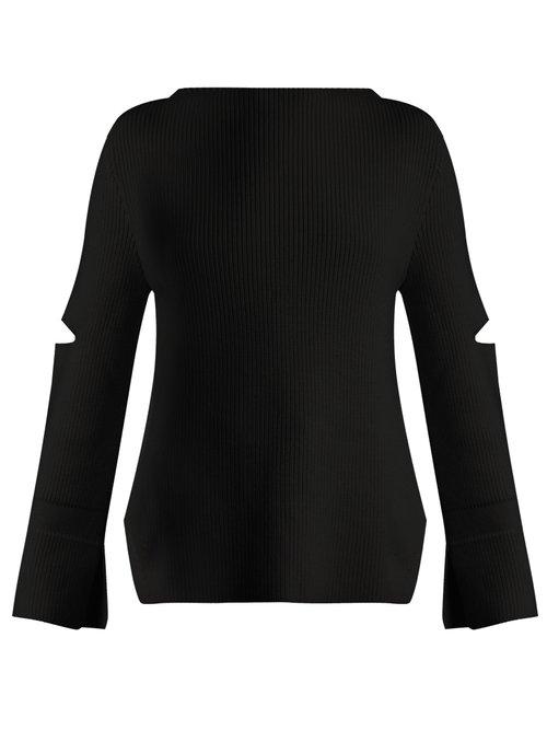 Matchesfashion.com Stella Mccartney - Boat Neck Ribbed Knit Wool Sweater - Womens - Navy