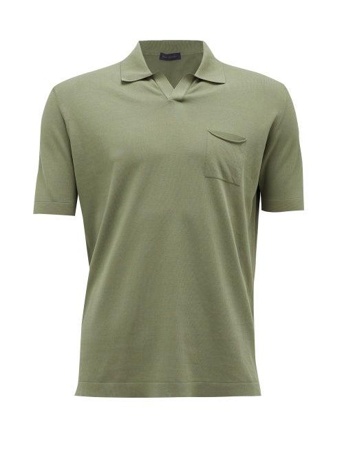 Matchesfashion.com Thom Sweeney - Open-collar Cotton Polo Shirt - Mens - Khaki