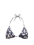 Matchesfashion.com The Upside - Jodhi Shell-print Triangular Bikini Top - Womens - Navy Print