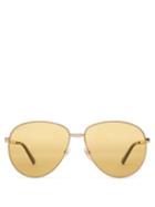 Matchesfashion.com Gucci - Aviator Frame Metal Sunglasses - Mens - Gold