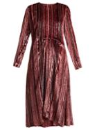 Matchesfashion.com Sies Marjan - Maude Metallic Striped Velvet Dress - Womens - Dark Pink