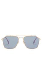 Matchesfashion.com Fendi - Fendifiend Aviator Metal Sunglasses - Mens - Gold