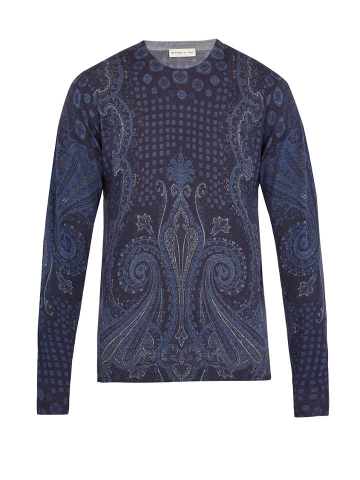 Etro Paisley-pattern Wool-blend Sweater