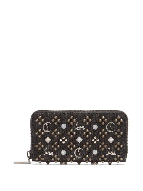 Matchesfashion.com Christian Louboutin - Panettone Embellished Zip Around Denim Wallet - Mens - Black
