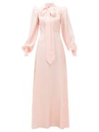 Matchesfashion.com The Vampire's Wife - Pussy-bow Silk-twill Gown - Womens - Light Pink