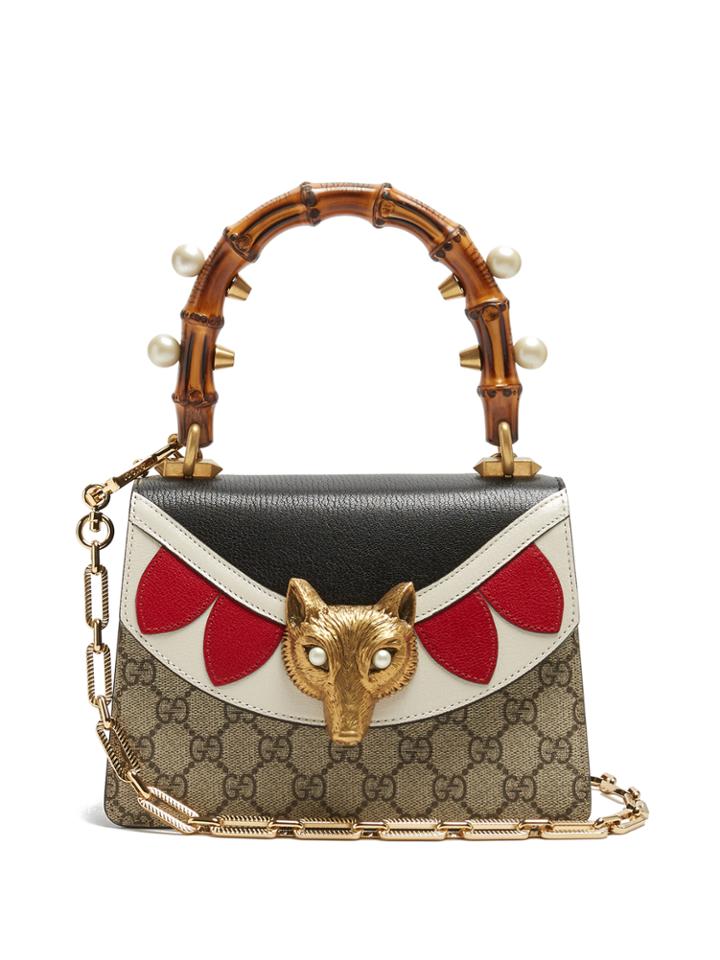 Gucci Broche Gg Supreme Bamboo-handle Cross-body Bag