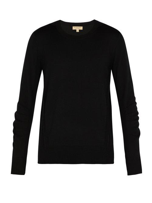 Matchesfashion.com Burberry - Checked Merino Wool Sweater - Mens - Black