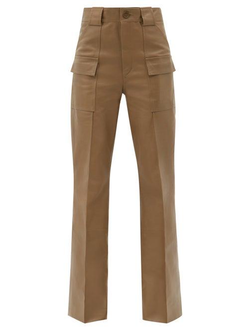 Petar Petrov - Geremy Leather Wide-leg Trousers - Womens - Khaki
