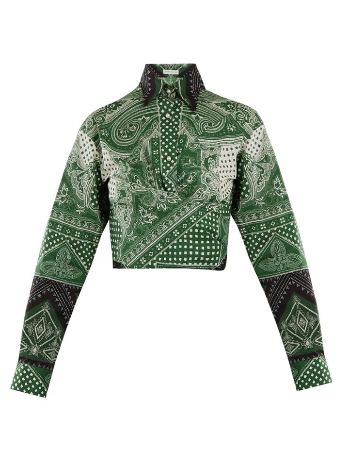 Etro Graphic-print Cotton-blend Wrap Shirt