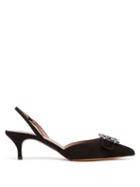 Matchesfashion.com Tabitha Simmons - Bells Crystal Embellished Suede Pumps - Womens - Black