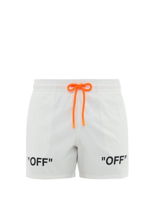 Matchesfashion.com Off White X Vilebrequin - Moorise Arrow Print Swim Shorts - Mens - White