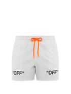 Matchesfashion.com Off White X Vilebrequin - Moorise Arrow Print Swim Shorts - Mens - White