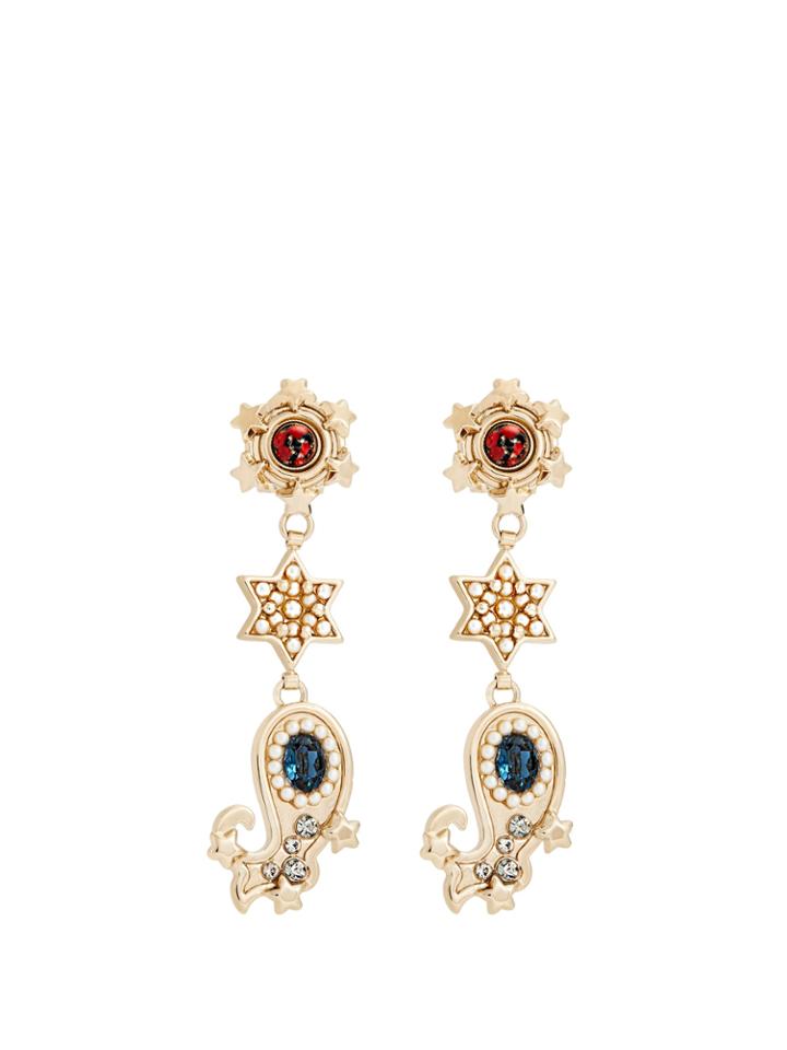 Etro Crystal-embellished Paisley Motif Earrings