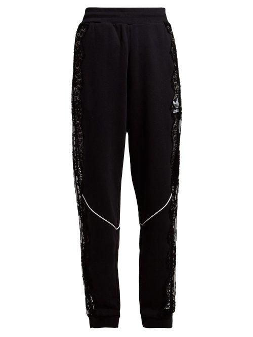 Matchesfashion.com Stella Mccartney - Lace Insert Stripe Trimmed Trackpants - Womens - Black