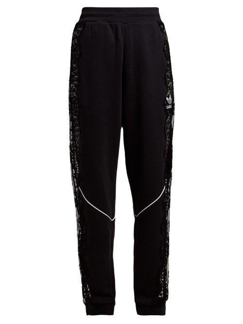 Matchesfashion.com Stella Mccartney - Lace Insert Stripe Trimmed Trackpants - Womens - Black