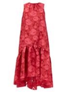 Matchesfashion.com Erdem - Winsloe Drop-hem Floral-jacquard Organza Dress - Womens - Pink