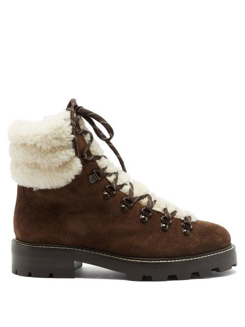 Jimmy Choo - Eshe Shearling-suede Hiking Boots - Womens - Brown