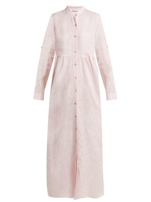 Matchesfashion.com Gioia Bini - Emma Linen Shirtdress - Womens - Light Pink