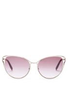 Matchesfashion.com Alexander Mcqueen - Cat Eye Metal Sunglasses - Womens - Dark Pink